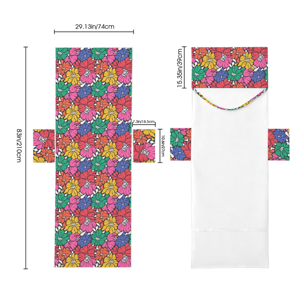 Bright And Bold Flowers Beach Chair Towel Cover with Side Pockets