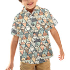 Diamond Cat Pattern - Junior Kids Hawaiian Shirt
