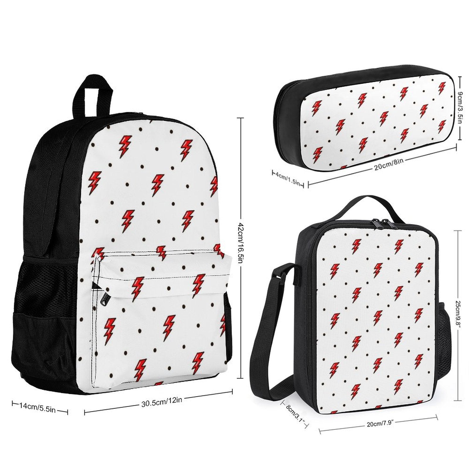 Red Lightning - Three Piece Backpack Set