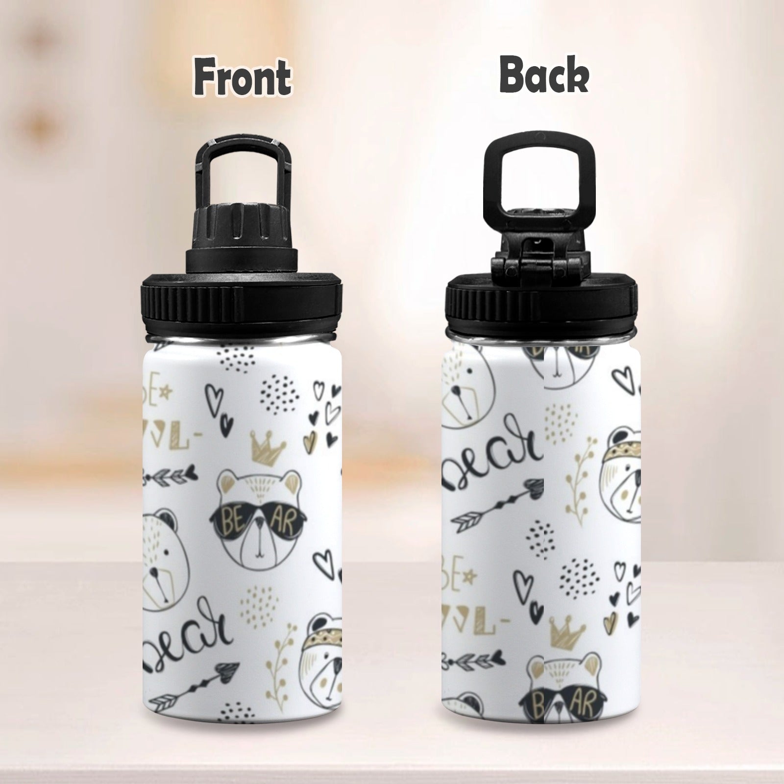Bears - Kids Water Bottle with Chug Lid (12 oz) Kids Water Bottle with Chug Lid animal Printed Offshore