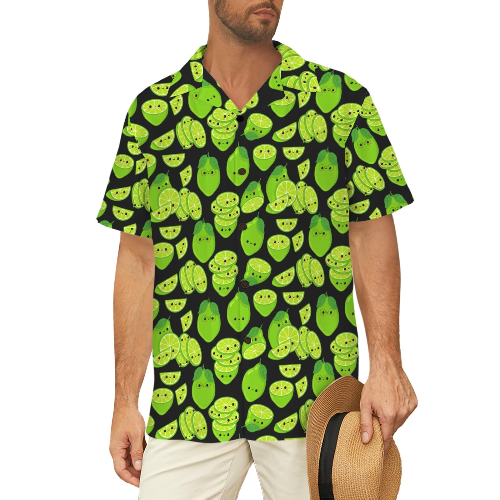 Cute Limes Men's Short Sleeve Hawaiian Shirt Men's Hawaiian Shirt (New) Food Printed Offshore