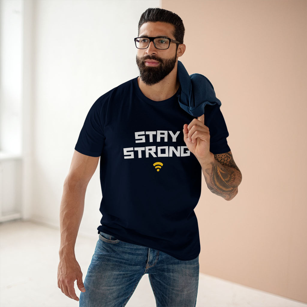 Stay Strong - Men's Staple Tee Navy Mens Premium T-Shirt Motivation Printed in AU and US Tech