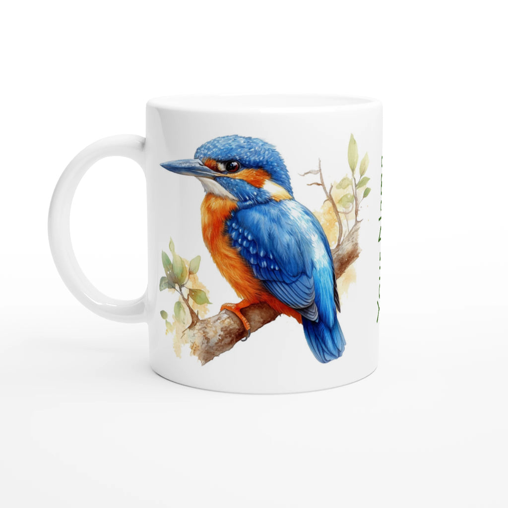Personalise - Kingfisher, Australian Birds - 11oz Ceramic Mug Ceramic White Personalised 11oz Mug animal Globally Fulfilled