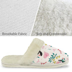 Toucans In Pink Women's Fur Trim Thick-Sole Indoor Slippers Women's Fur Trimmed Slippers animal Printed Offshore