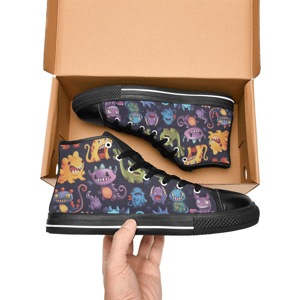 Monster Mania - Men's High Top Canvas Shoes