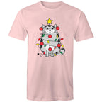 Christmas Cat - Mens T-Shirt Pink Mens Christmas T-shirt Christmas Printed In Australia