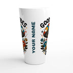 Personalised Good Vibes Only, Hippie Mushroom With Sunglasses White Latte 17oz Ceramic Mug Personalised Latte Mug Globally Fulfilled Positivity