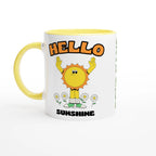 Personalised - Hello Sunshine - White 11oz Ceramic Mug with Colour Inside Ceramic Yellow Personalised 11oz Mug customise Globally Fulfilled personalise Retro Summer