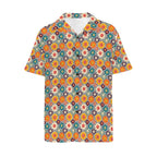 Happy Retro Flowers Men's Short Sleeve Hawaiian Shirt Men's Hawaiian Shirt (New) Printed Offshore Retro