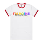 I'm Doing The Best I Can - Staple Ringer Tee White Red Ringer T-Shirt Positivity Printed In Australia