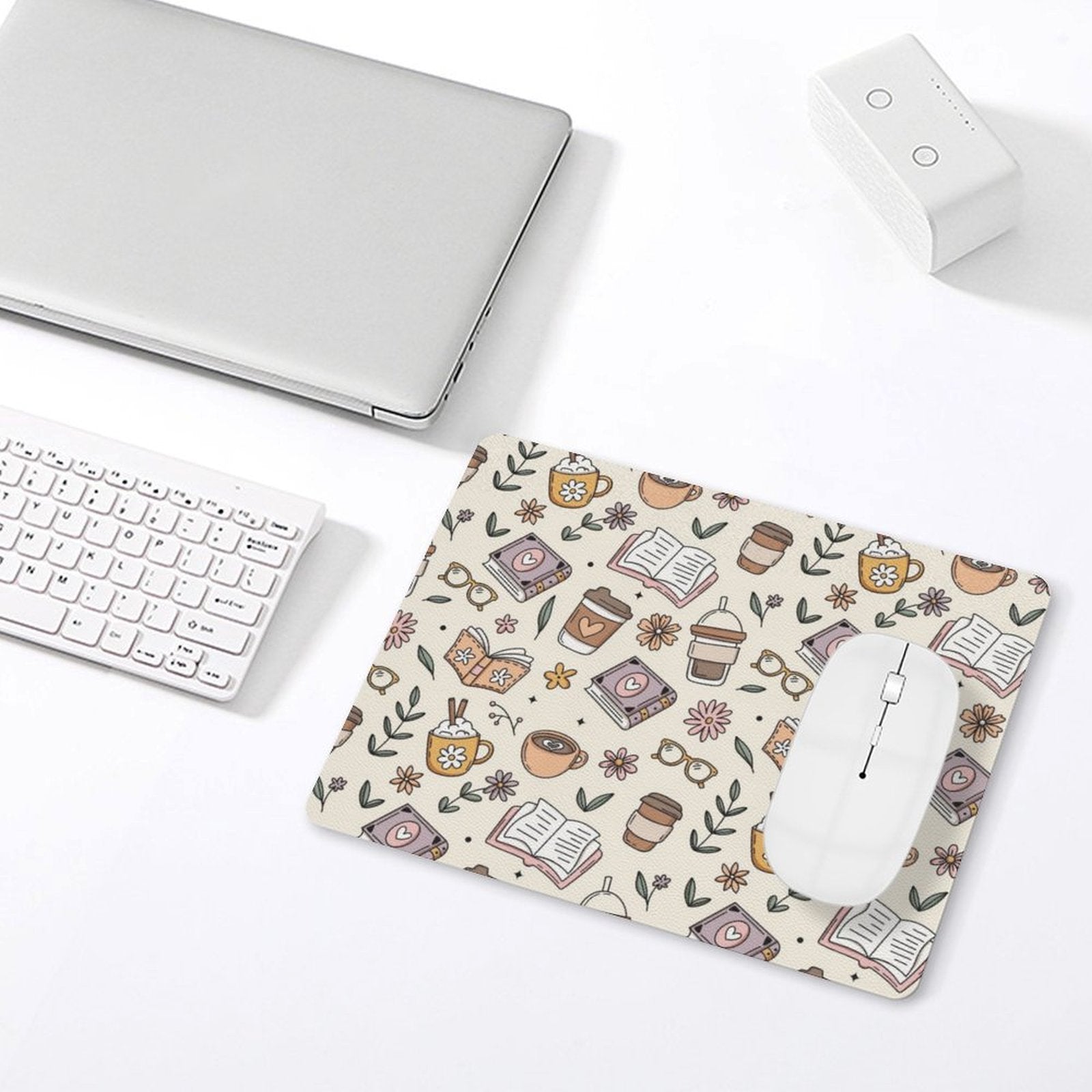 Books And Coffee - Leather Mouse Pad Leather Mouse Pad Coffee Printed Offshore Reading