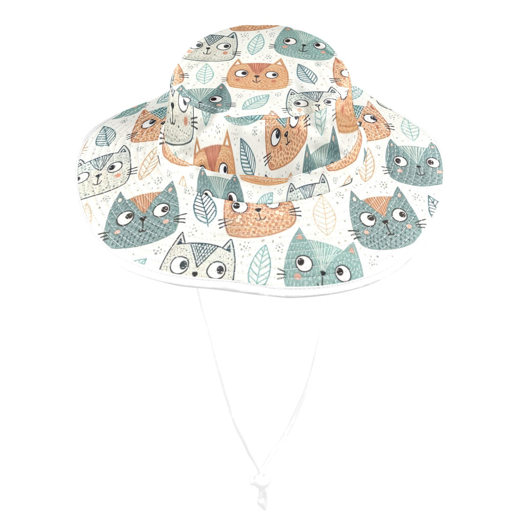 Cute Cat Faces Wide Brim Bucket Hat Wide Brim Bucket Hat animal Printed Offshore