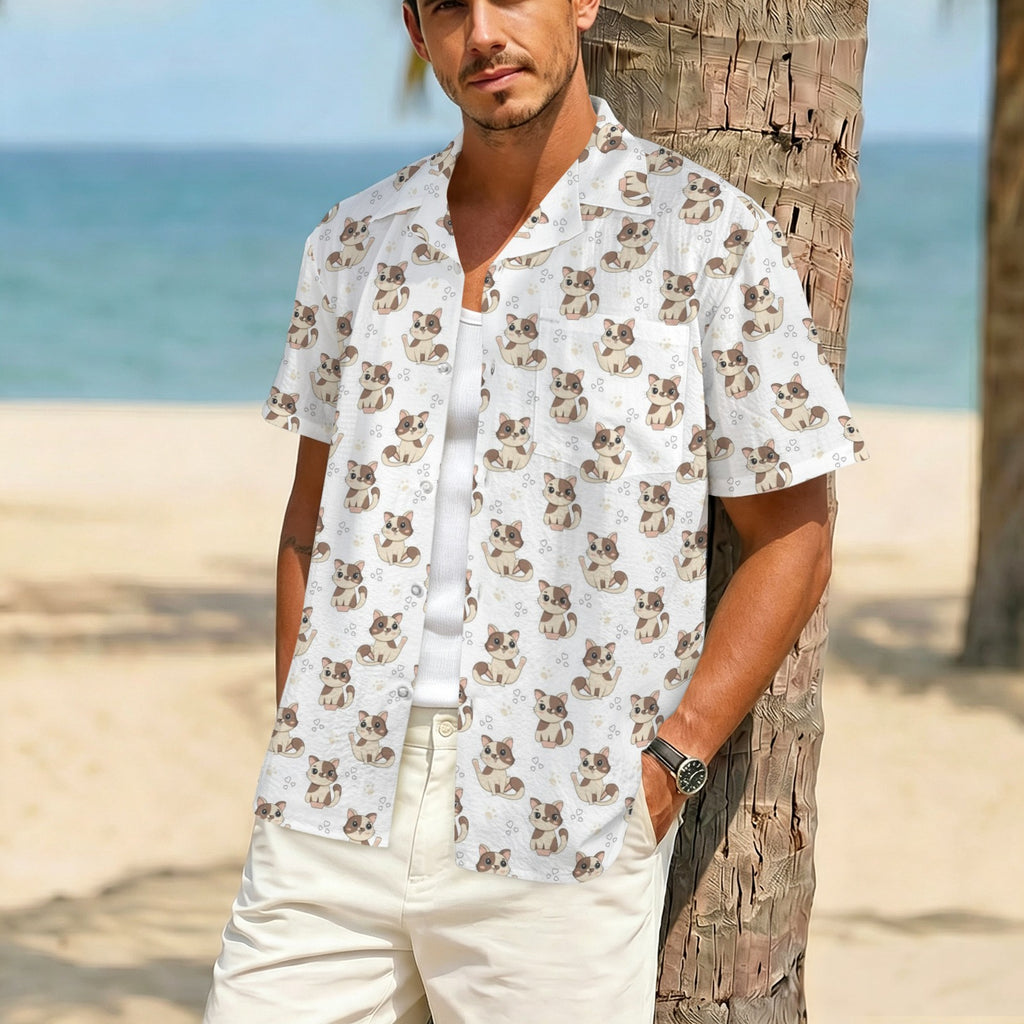 Cheeky Cats Men's Crinkle Hawaiian Shirt