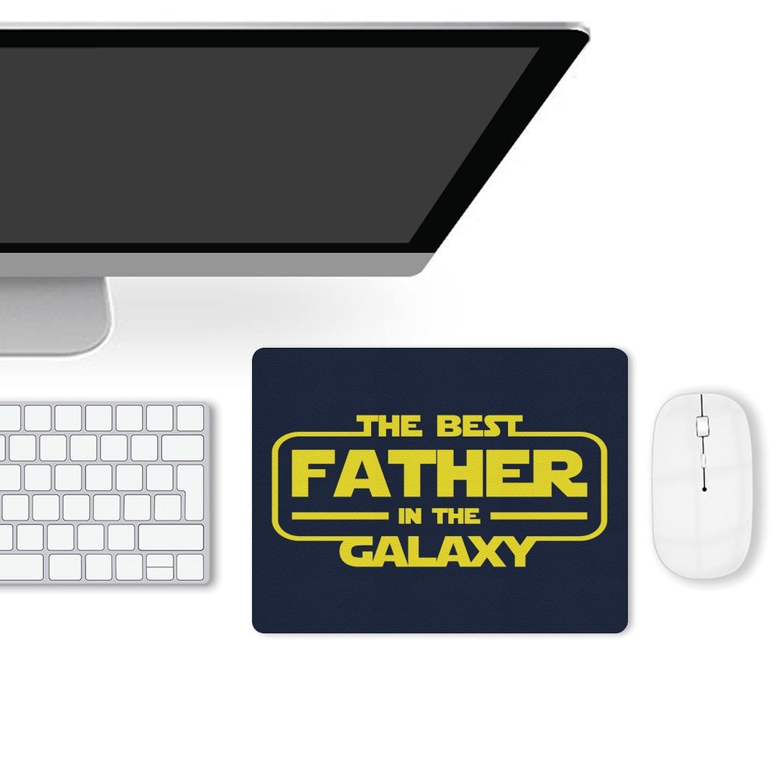Best Father In The Galaxy - Leather Mouse Pad Leather Mouse Pad Dad Printed Offshore Space