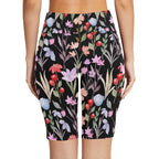 Floral Watercolour Women's Bike Shorts With Side Pockets Women's Bike Shorts Plants Printed Offshore