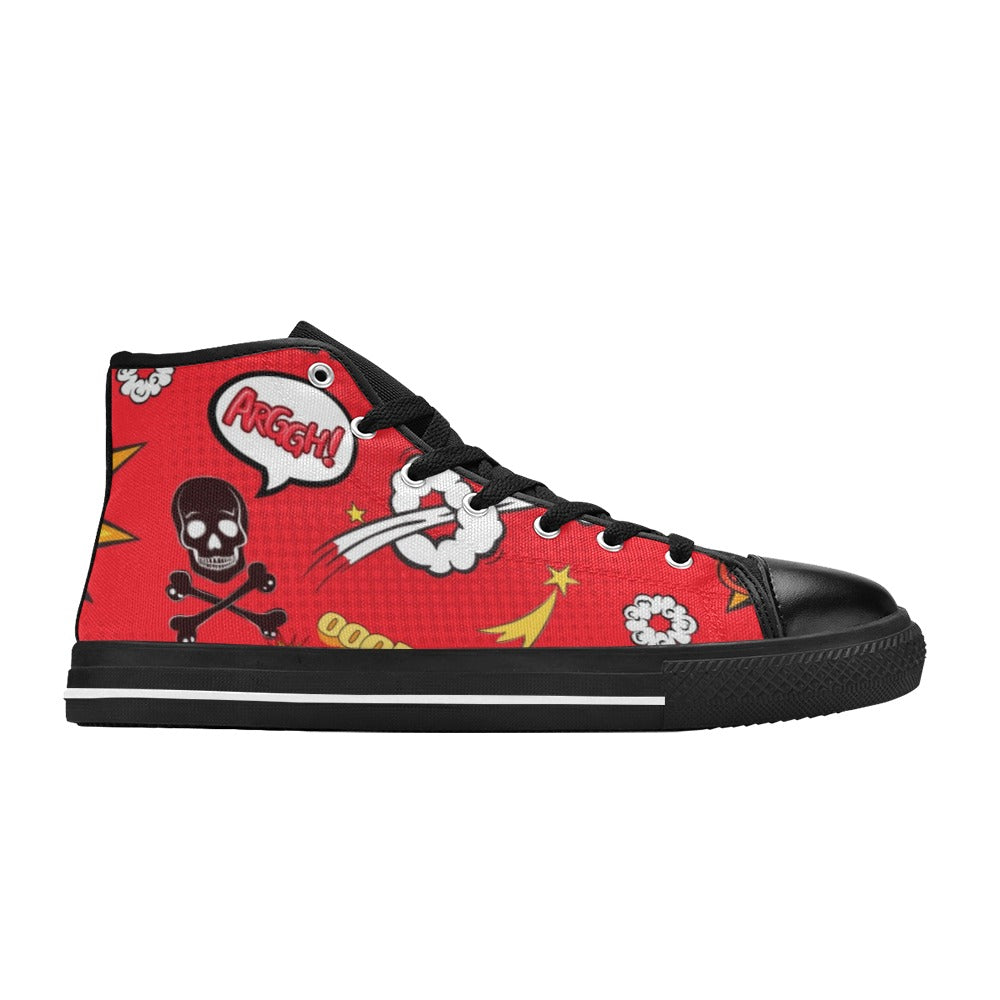 Comic Book Red - Men's High Top Canvas Shoes