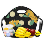 Yellow Flowers And Dots Neoprene Lunch Bag/Large (Model 1669) Neoprene Lunch Bag Plants Printed Offshore