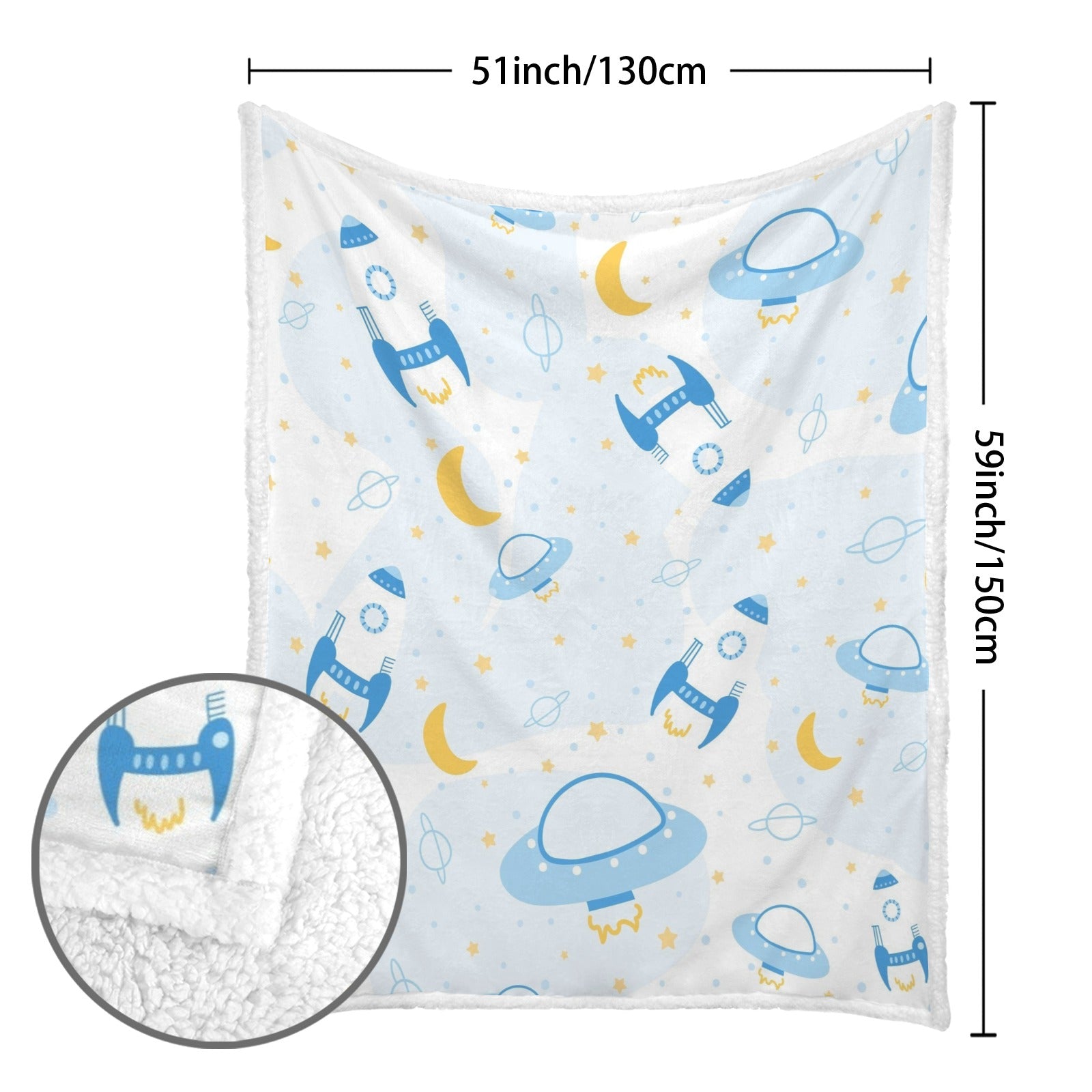 Spaceships And UFO's - Double-Layer Fleece Blanket 51"x59"