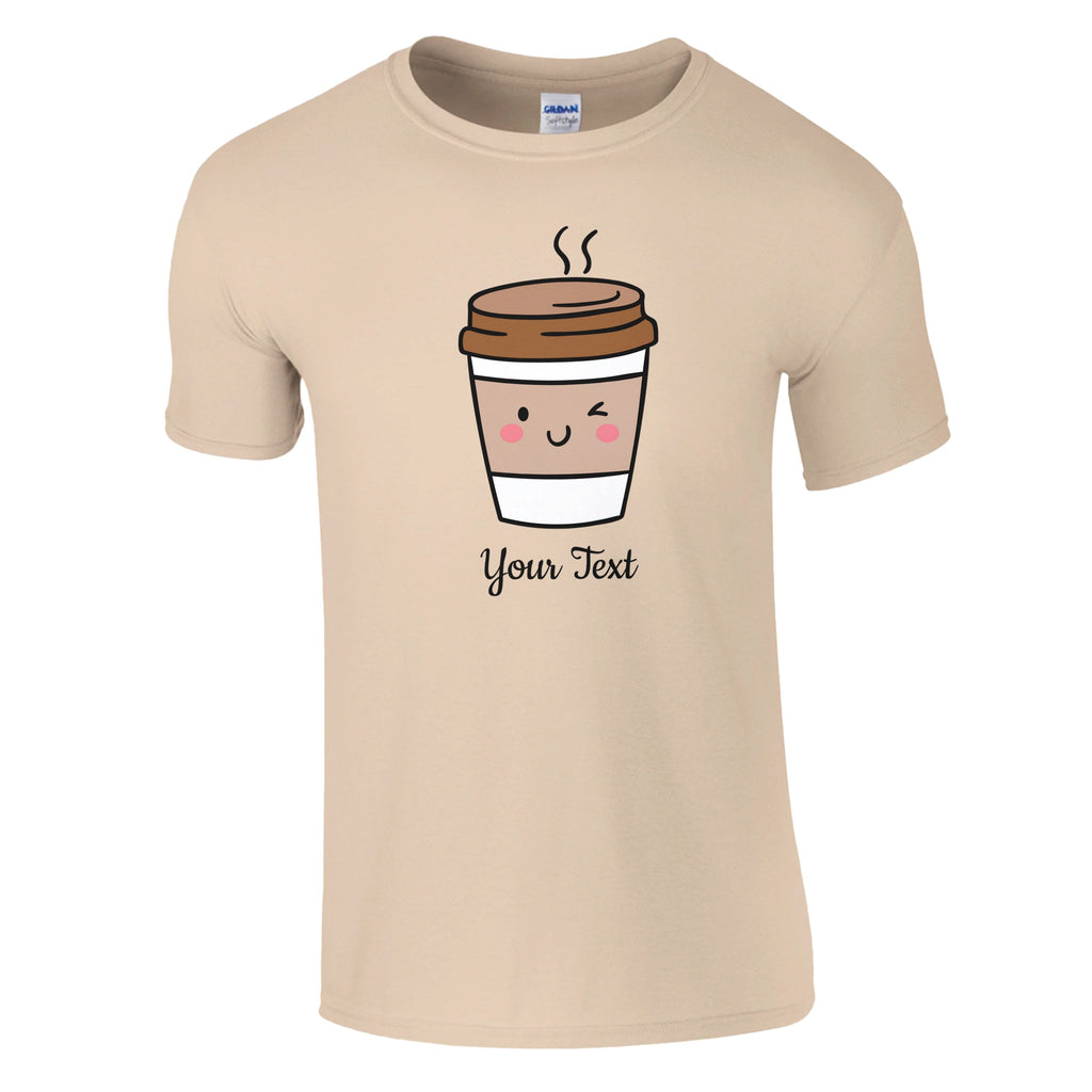 Personalised - Coffee Characters - Classic Unisex Crewneck T-shirt Natural Personalised T-shirt Coffee Customise Globally Fulfilled Personalise