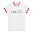 Chess - Staple Ringer Tee White Red Ringer T-Shirt Chess Games Printed In Australia
