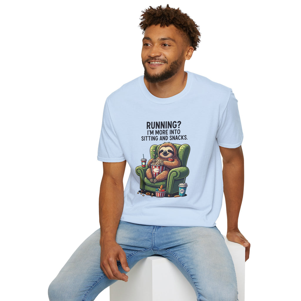 Sloth, Running, I'm More Into Sitting And Snacks - Unisex Softstyle T-Shirt