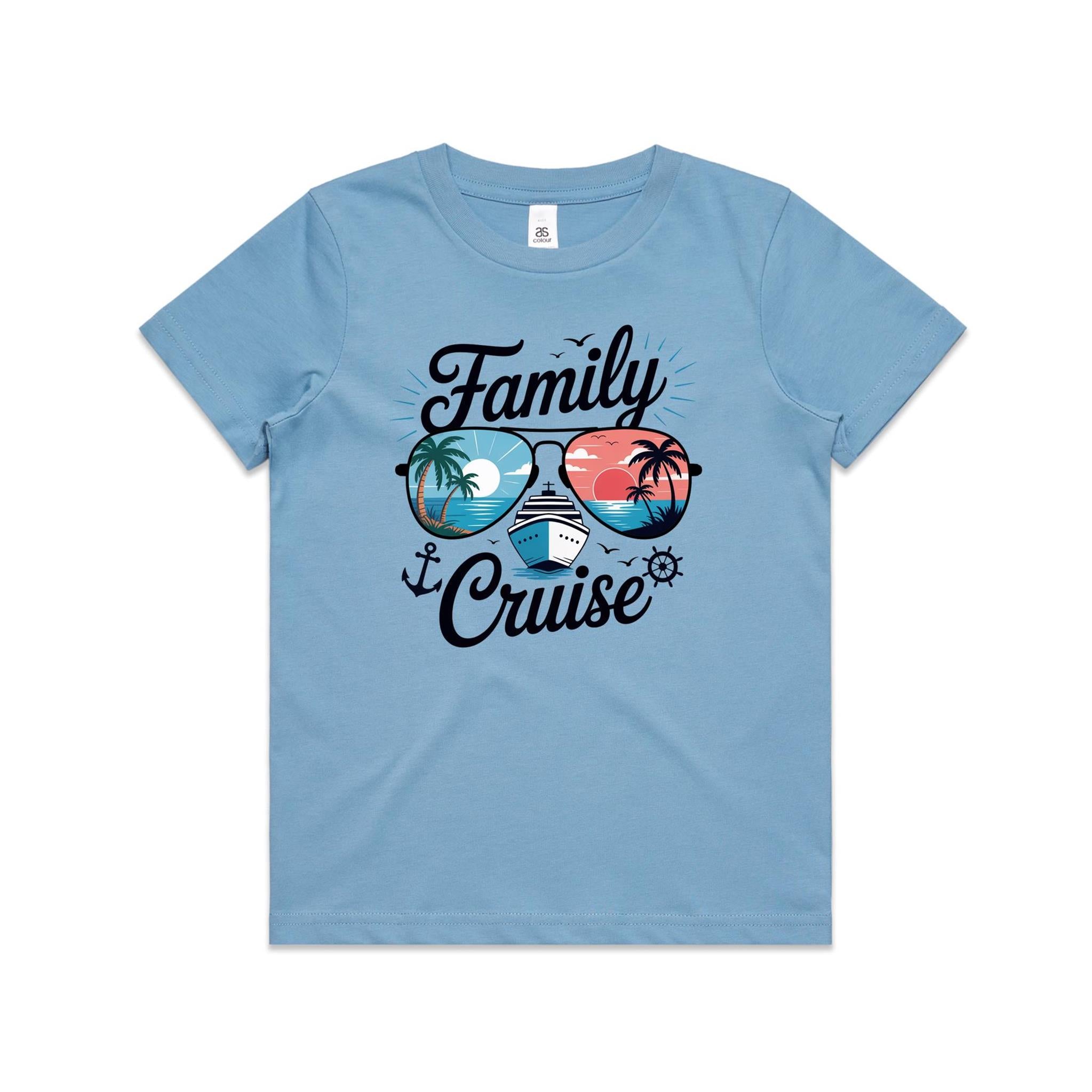 Family Cruise Kids Cruise T-shirt Carolina Blue Kids Cruise T-shirt Cruise Printed In Australia