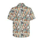 Diamond Cat Pattern Men's Short Sleeve Hawaiian Shirt Men's Hawaiian Shirt (New) animal Printed Offshore