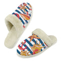 Life At Sea Men's Fur Trim Thick-Sole Indoor Slippers 2XL Men's Fur Trimmed Slippers Ocean Printed Offshore
