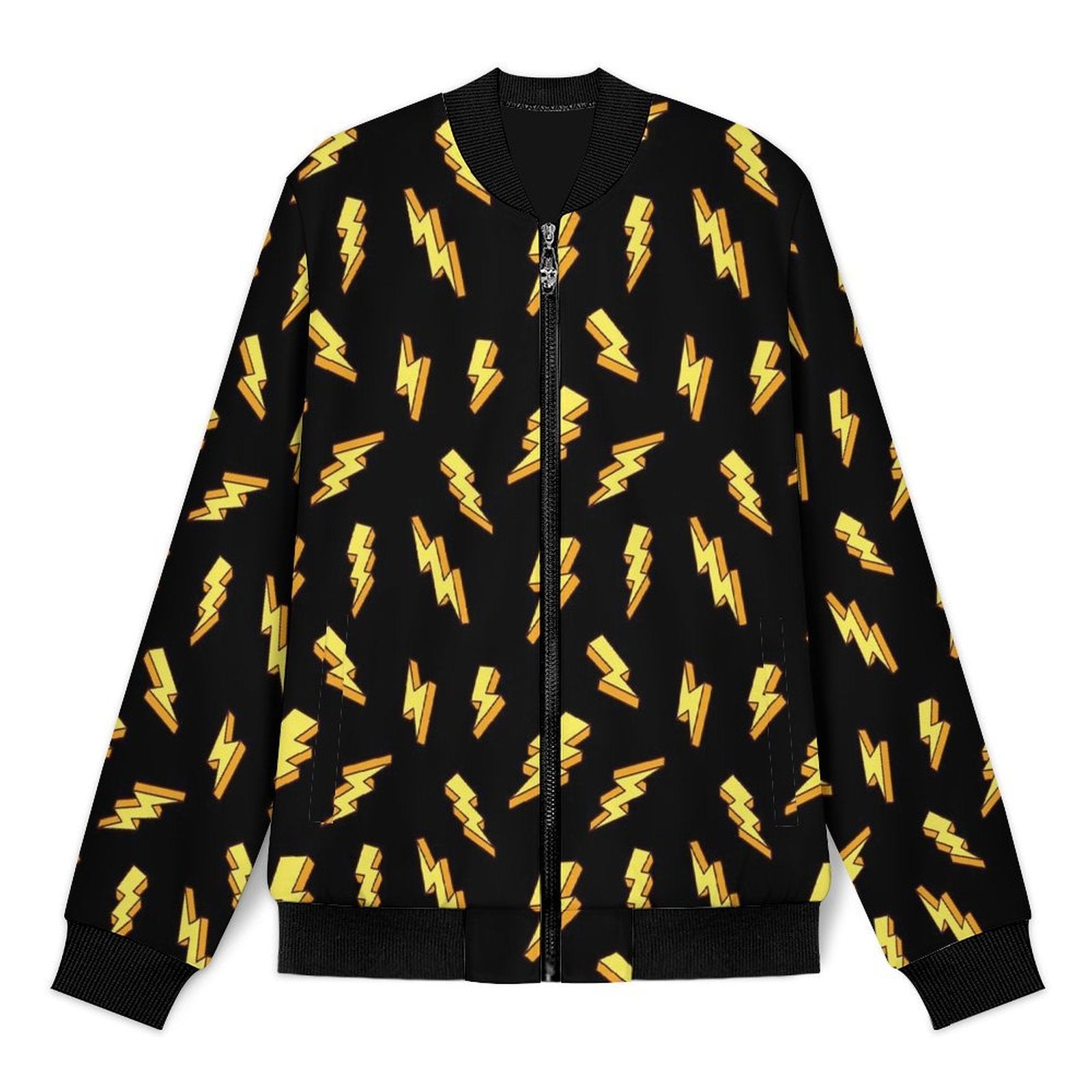 Lightning Bolts Men's Casual Zip‑Up Bomber Jacket