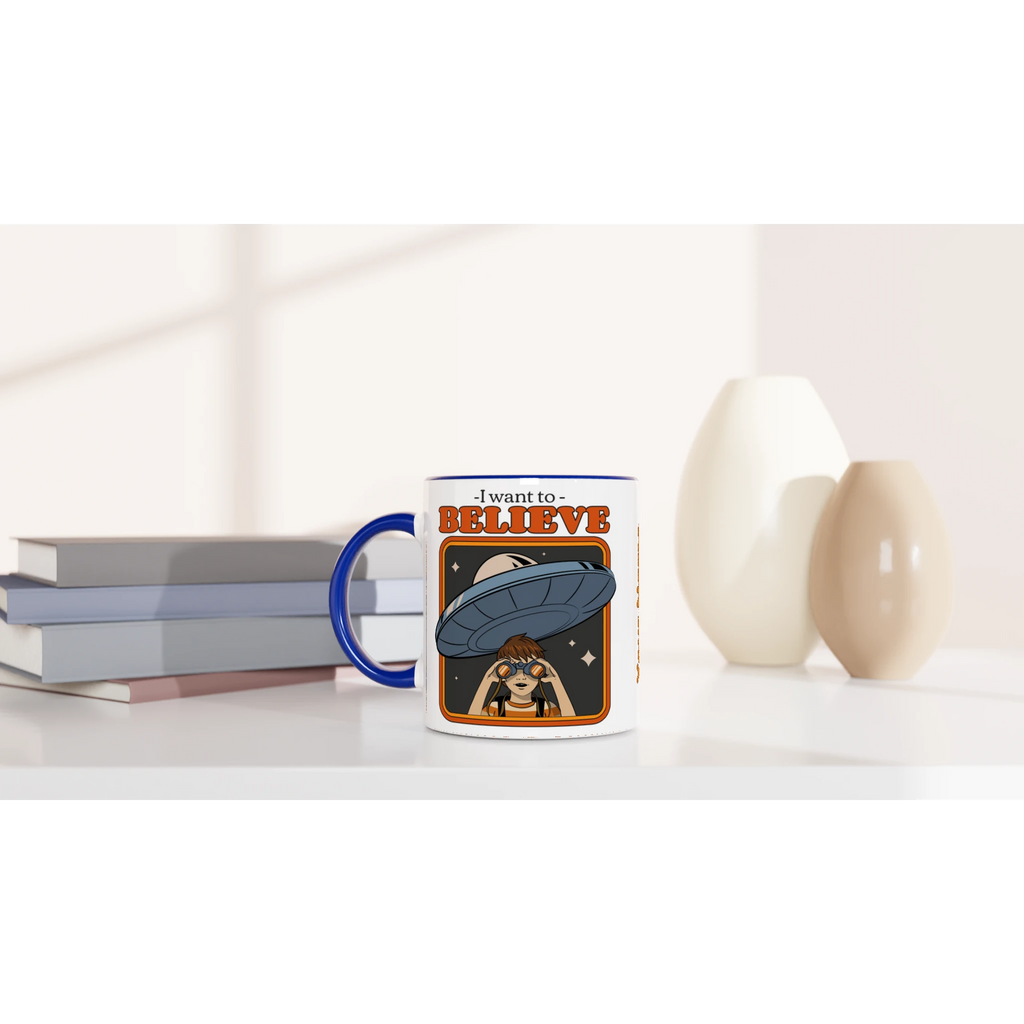 Personalise - I Want To Believe - White 11oz Ceramic Mug Personalised Mug customise Globally Fulfilled personalise Sci Fi