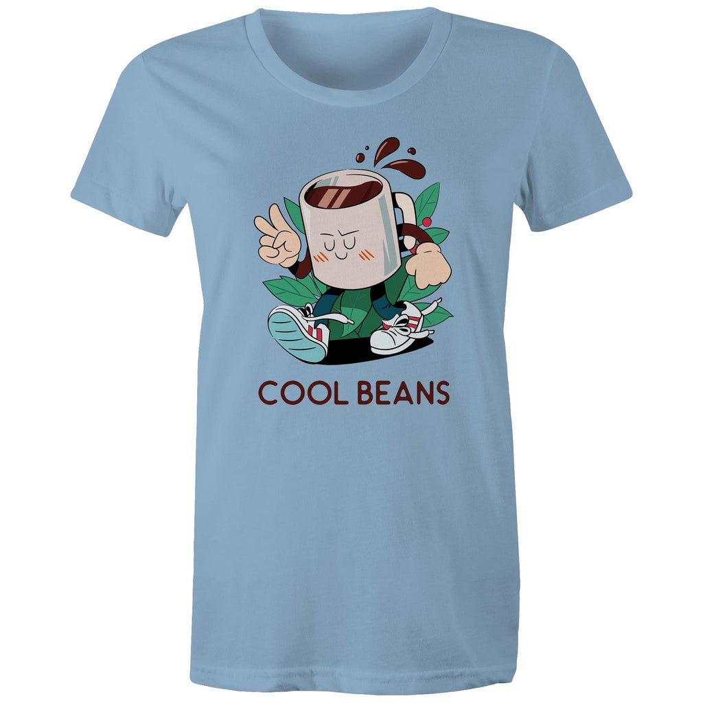 Cool Beans, Coffee - Womens T-shirt Carolina Blue Womens T-shirt Coffee Printed In Australia