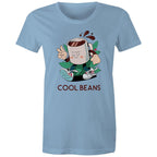 Cool Beans, Coffee - Womens T-shirt Carolina Blue Womens T-shirt Coffee Printed In Australia