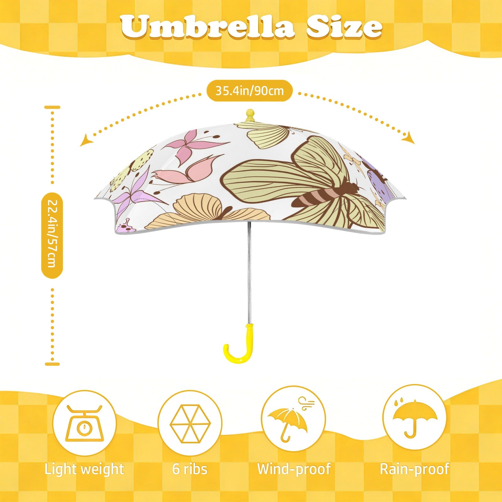 Cartoon Butterfly Kids Safe Round Corner Umbrella Kids Safe Round Corner Umbrella animal Printed Offshore