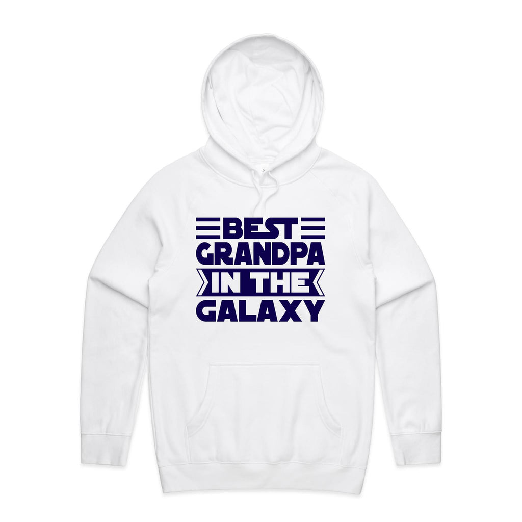 Best Grandpa In The Galaxy - Mens Hoodie White Mens Hoodie Dad Printed In Australia