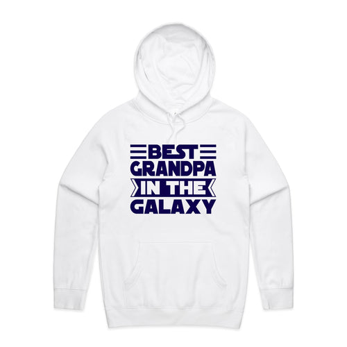 Best Grandpa In The Galaxy - Mens Hoodie White Mens Hoodie Dad Printed In Australia