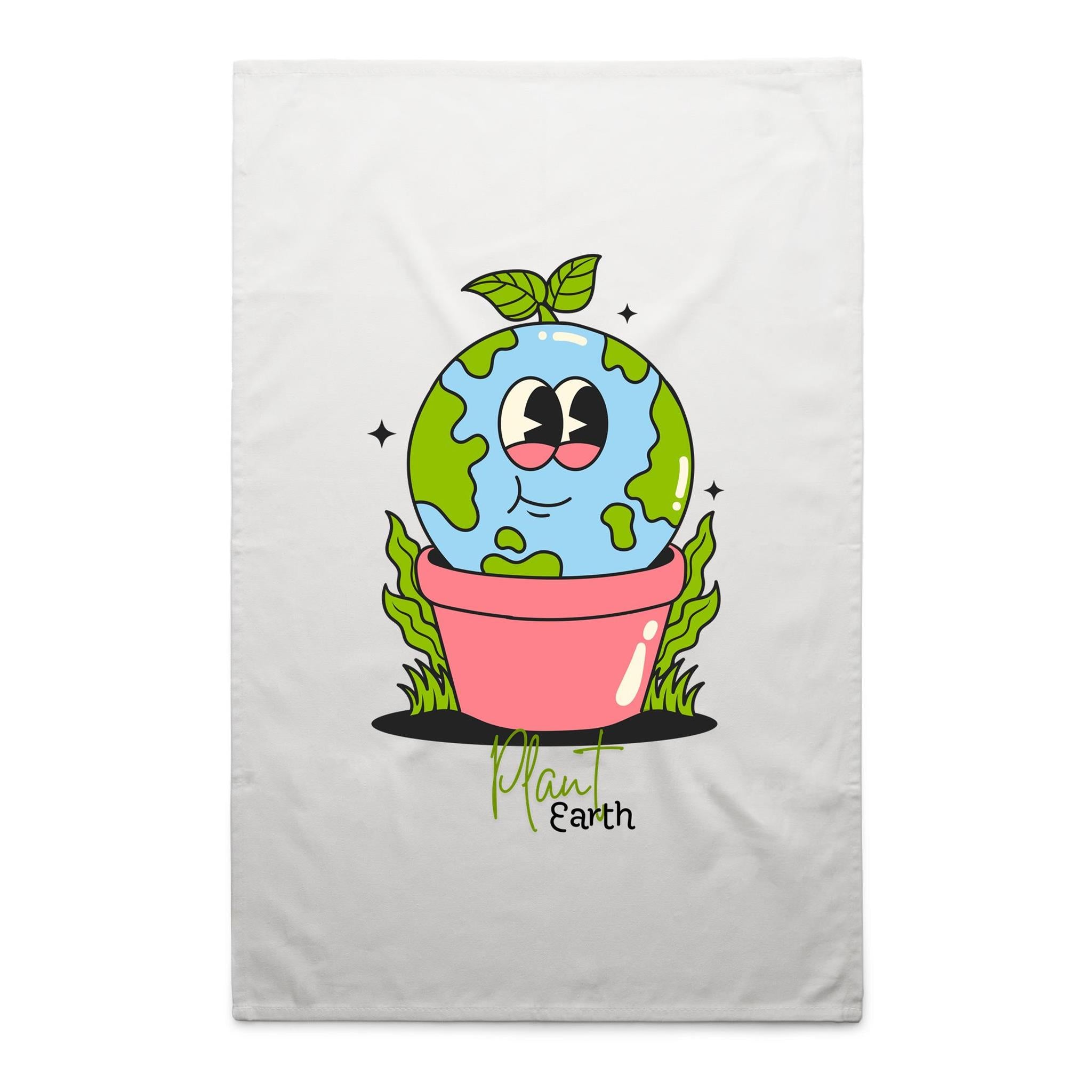 Plant Earth - AS Colour Tea Towel White One Size Tea Towel Environment Printed In Australia