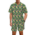 Frangipani Men's Hawaiian Shirt & Shorts Set Men's Hawaiian Shirt & Shorts Set Plants Printed Offshore