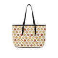 Round Pizzas On White PU Leather Tote Bag Large One Size Leather Tote Bag-Large Food Printed Offshore
