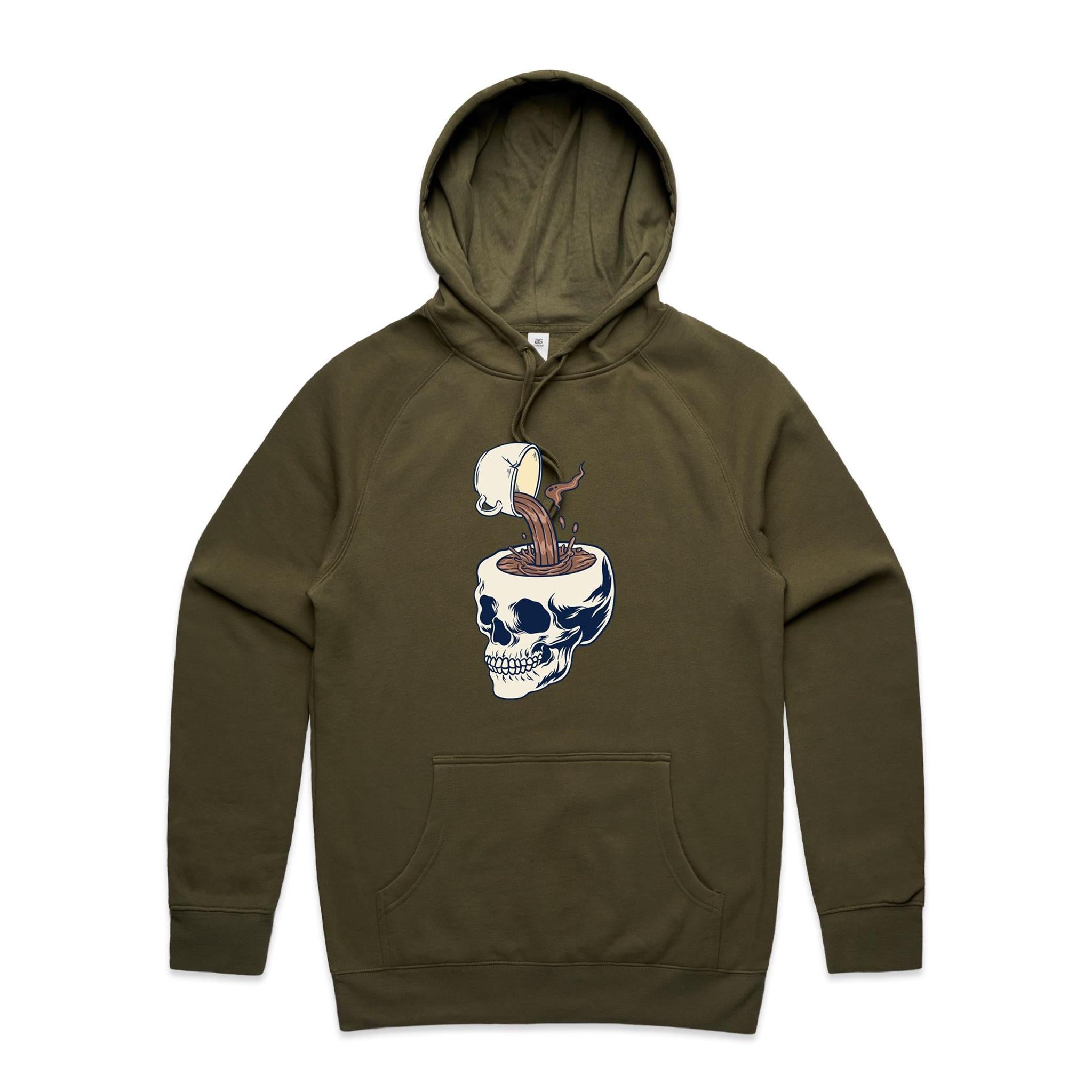 Coffee Skull - Mens Hoodie Army Mens Hoodie Coffee Printed In Australia