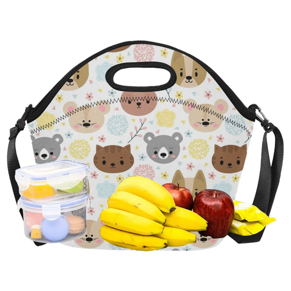 Baby Animals Neoprene Lunch Bag/Large (Model 1669) Neoprene Lunch Bag animal Printed Offshore