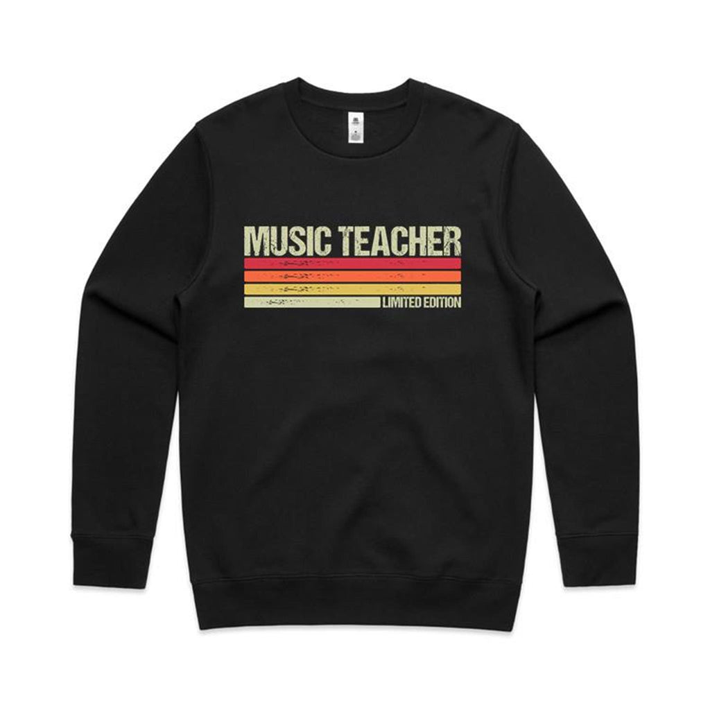 Music Teacher - AS Colour Stencil Crew Sweatshirt Black Sweatshirt Music Printed In Australia Teacher