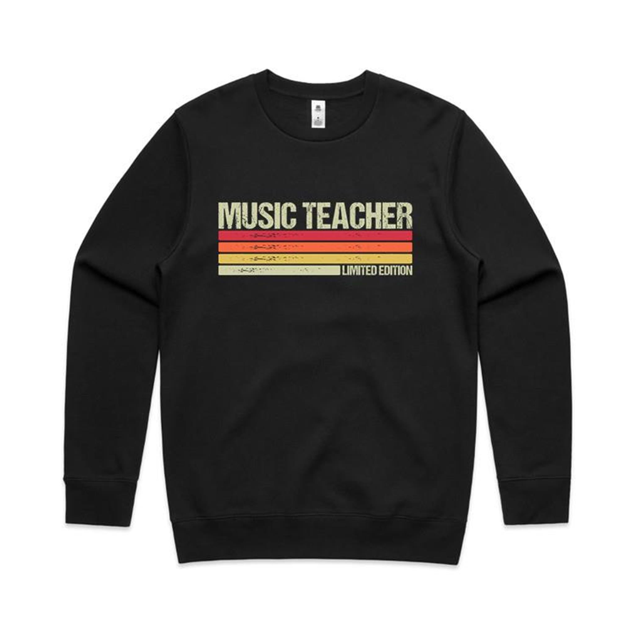 Music Teacher - AS Colour Stencil Crew Sweatshirt Black Sweatshirt Music Printed In Australia Teacher