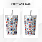 Silly Monsters Stainless Steel Cup With Straw (12oz) Drinkware