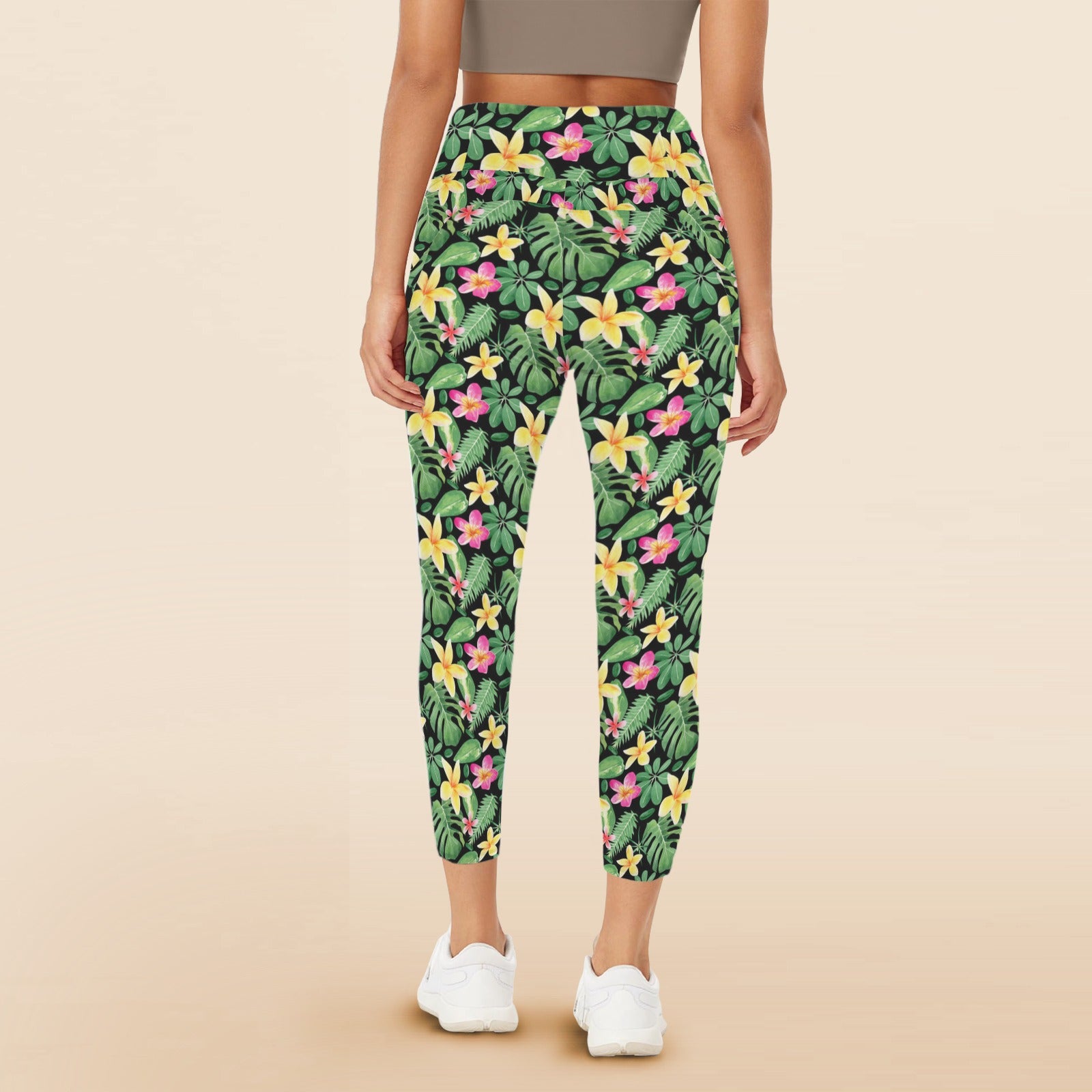 Frangipani - Women's High Waist Pockets Yoga Leggings