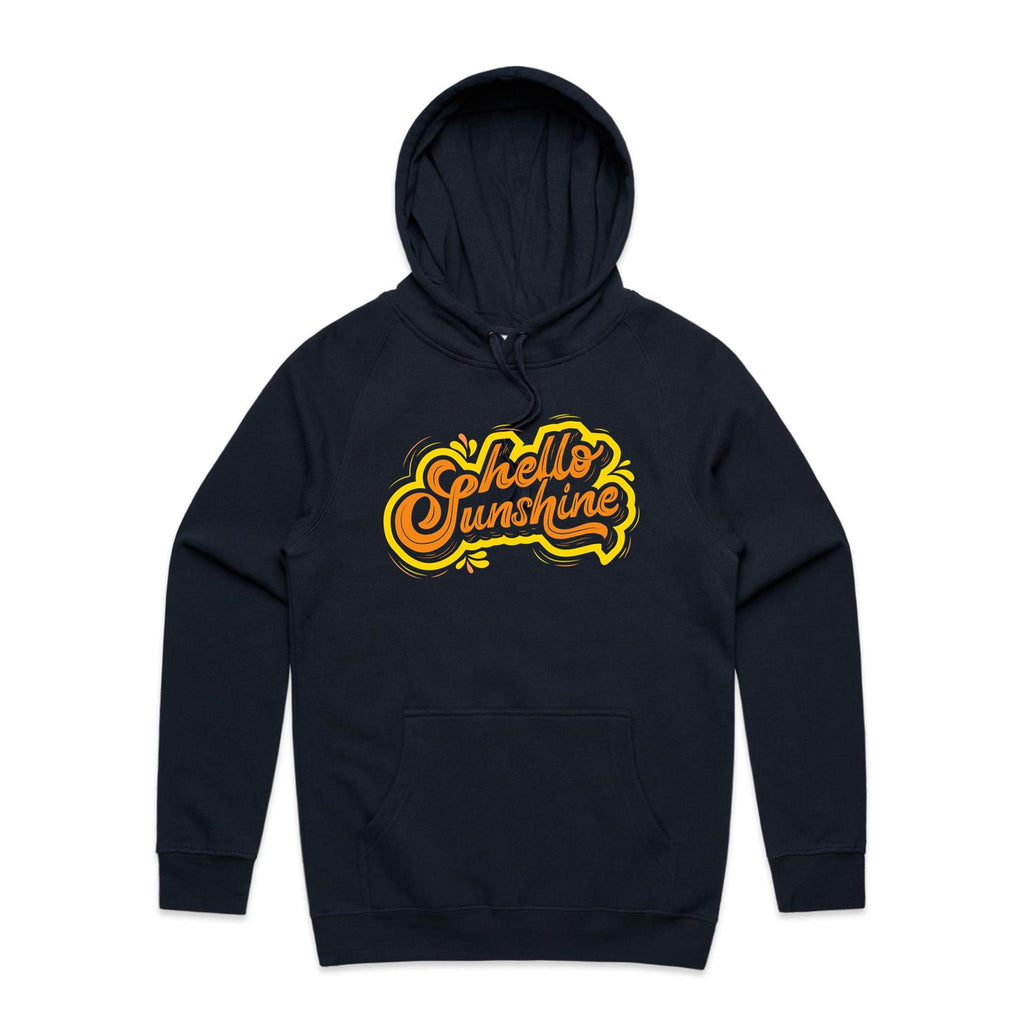 Hello Sunshine - Mens Hoodie Navy Mens Hoodie Printed In Australia Summer
