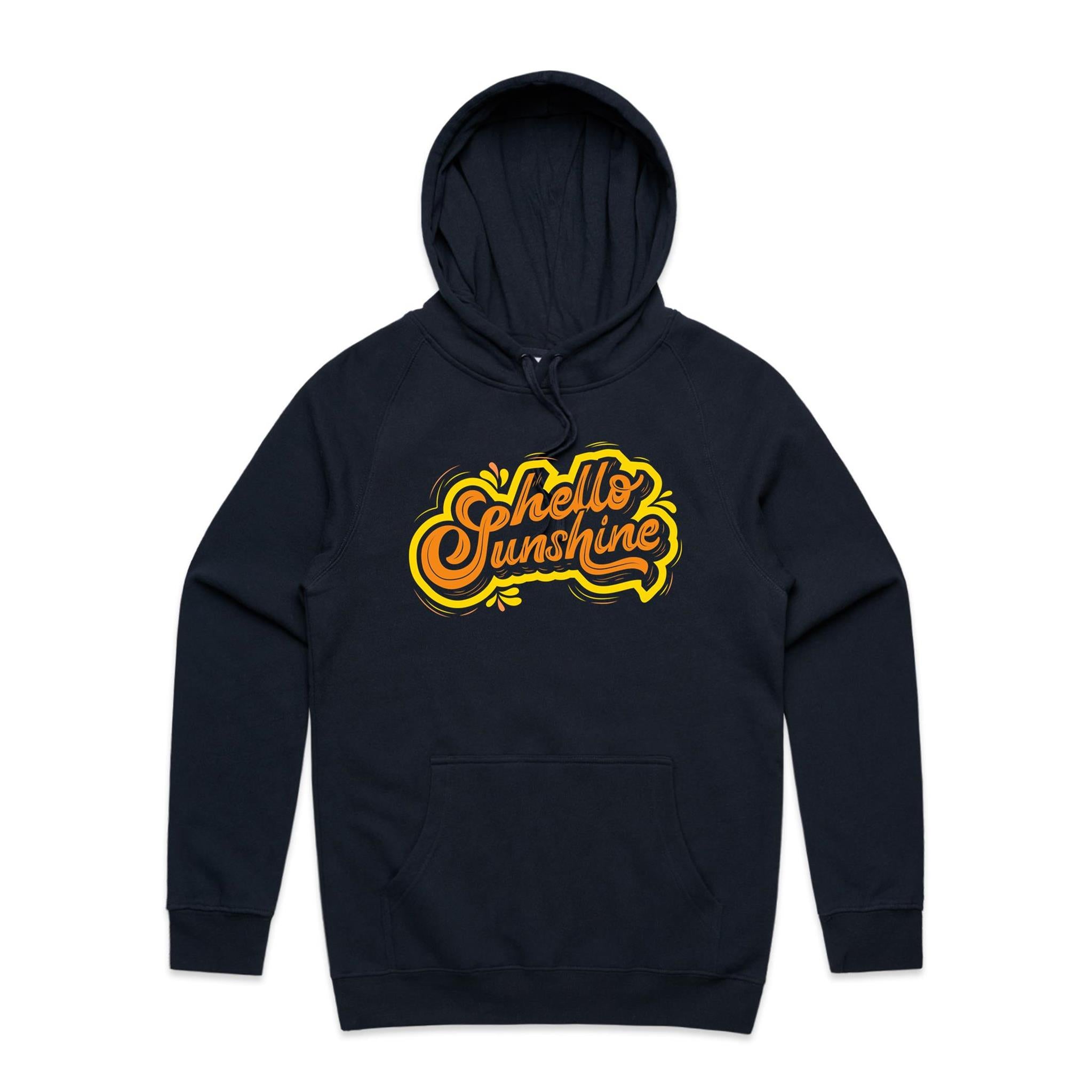 Hello Sunshine - Mens Hoodie Navy Mens Hoodie Printed In Australia Summer