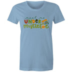Meet Me Under The Mistletoe, Christmas - Womens T-shirt Carolina Blue Womens Christmas T-shirt Christmas Printed In Australia