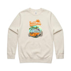 Hello Sunshine, Beach Van - AS Colour Stencil Crew Sweatshirt Ecru Sweatshirt Printed In Australia Summer