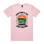 Skip Bin, Dumpster Fire Men's AS Colour T-shirt Pink Mens T-shirt Printed In Australia