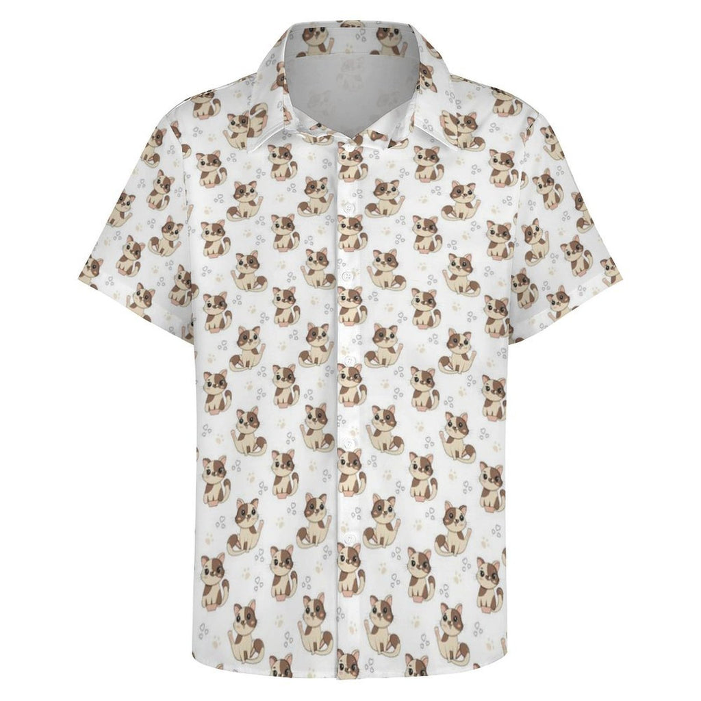 Cheeky Cats Women's Collared Pocketless Short Sleeve Shirt